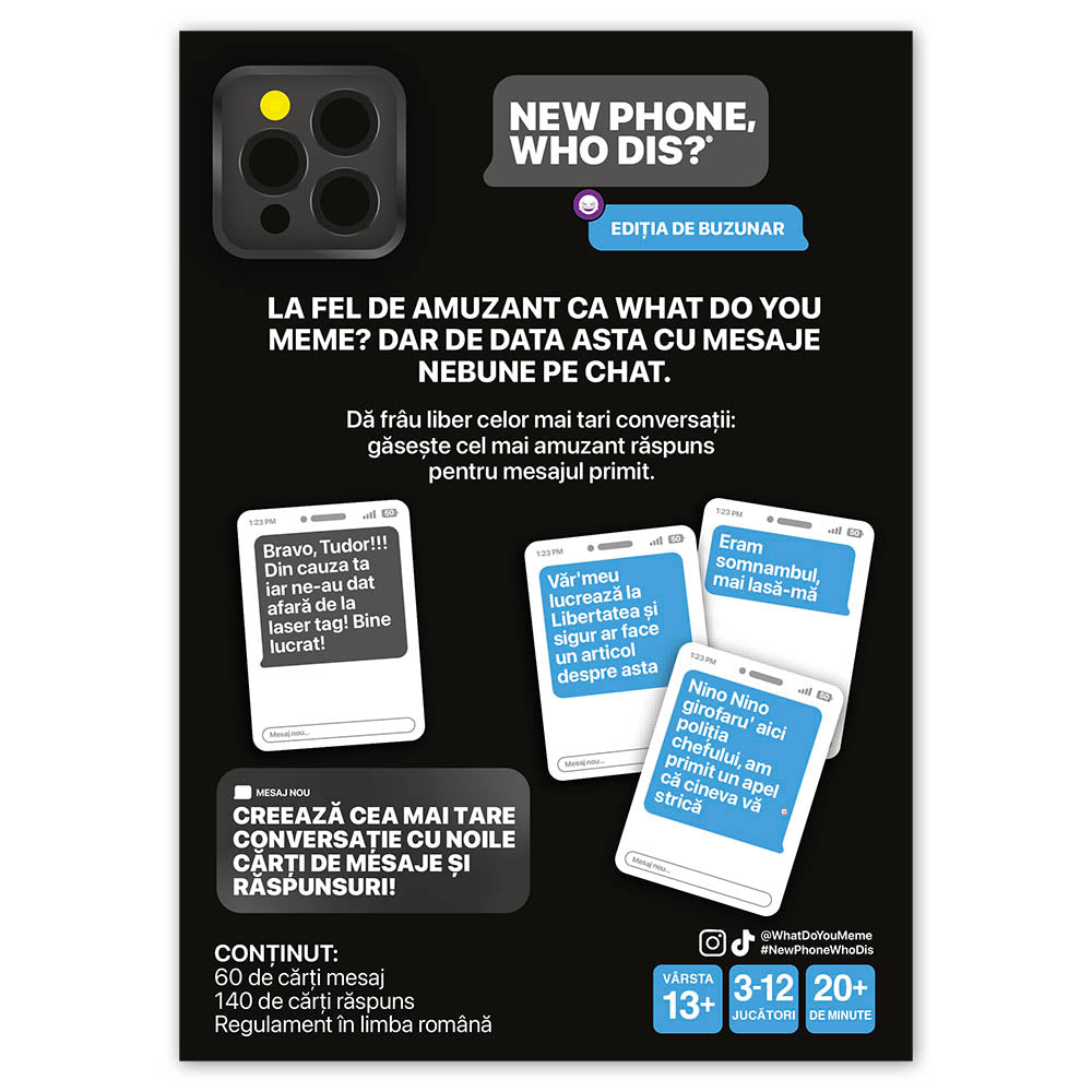 New Phone, Who Dis? editia de buzunar, licenta WDYM - joc de petrecere, lb.romana
