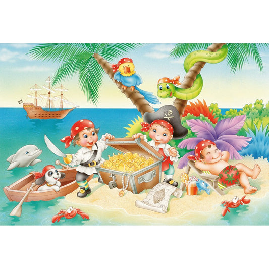 Imagine Puzzle Schmidt: Banda de pirati, Set de 3 x 48 piese + Cadou: poster