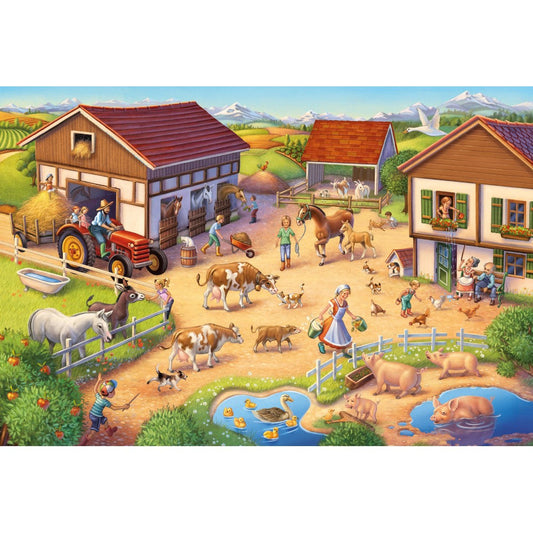 Imagine Puzzle Schmidt: Ferma, 40 piese + Cadou: figurine animale