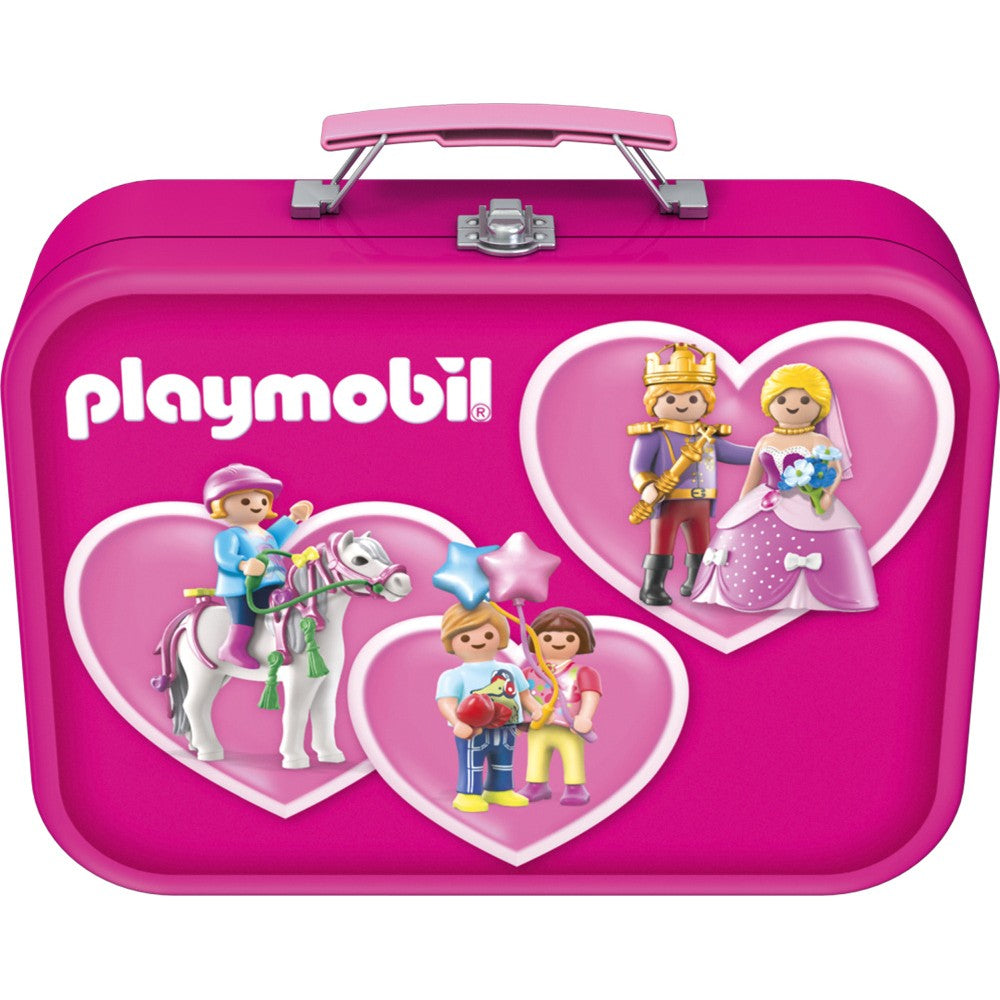 Imagine Puzzle Schmidt: Playmobil - Playmobil roz, Set de 2 x 60 piese si 2 x 100 piese + Bonus: cufar metalic