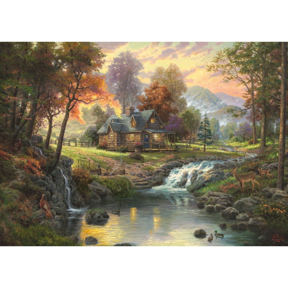 Imagine Puzzle Schmidt: Thomas Kinkade - Cabana la munte, 1000 piese