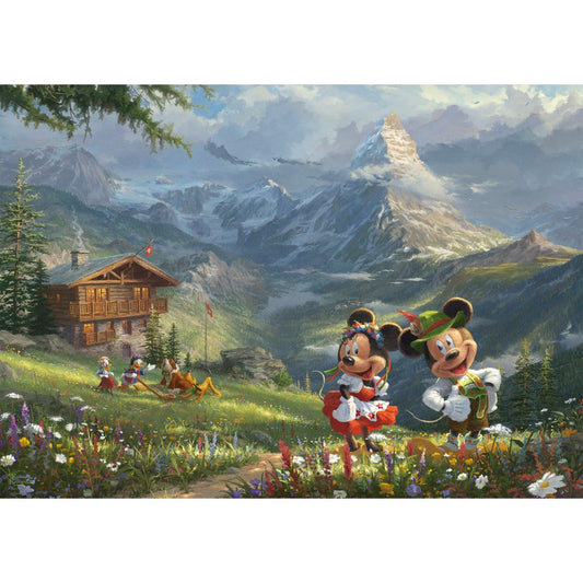 Imagine Puzzle Schmidt: Thomas Kinkade - Disney - Mickey si Minnie in Alpi, 1000 piese