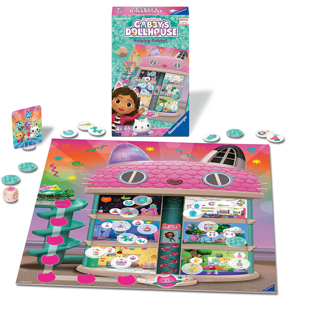 Gabby's Dollhouse Ravensburger, joc de societate pentru copii de la 4 ani, editie compacta, multilingv, incl.RO
