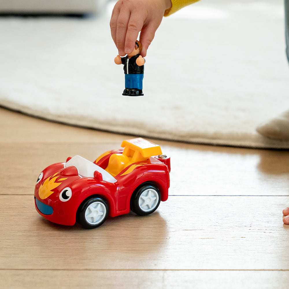 Jucarie pentru copii WOW Toys, Masina de curse rosie, Fireball Frankie