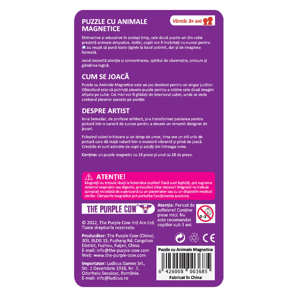 Imagine Puzzle cu Animale Magnetice Purple Cow