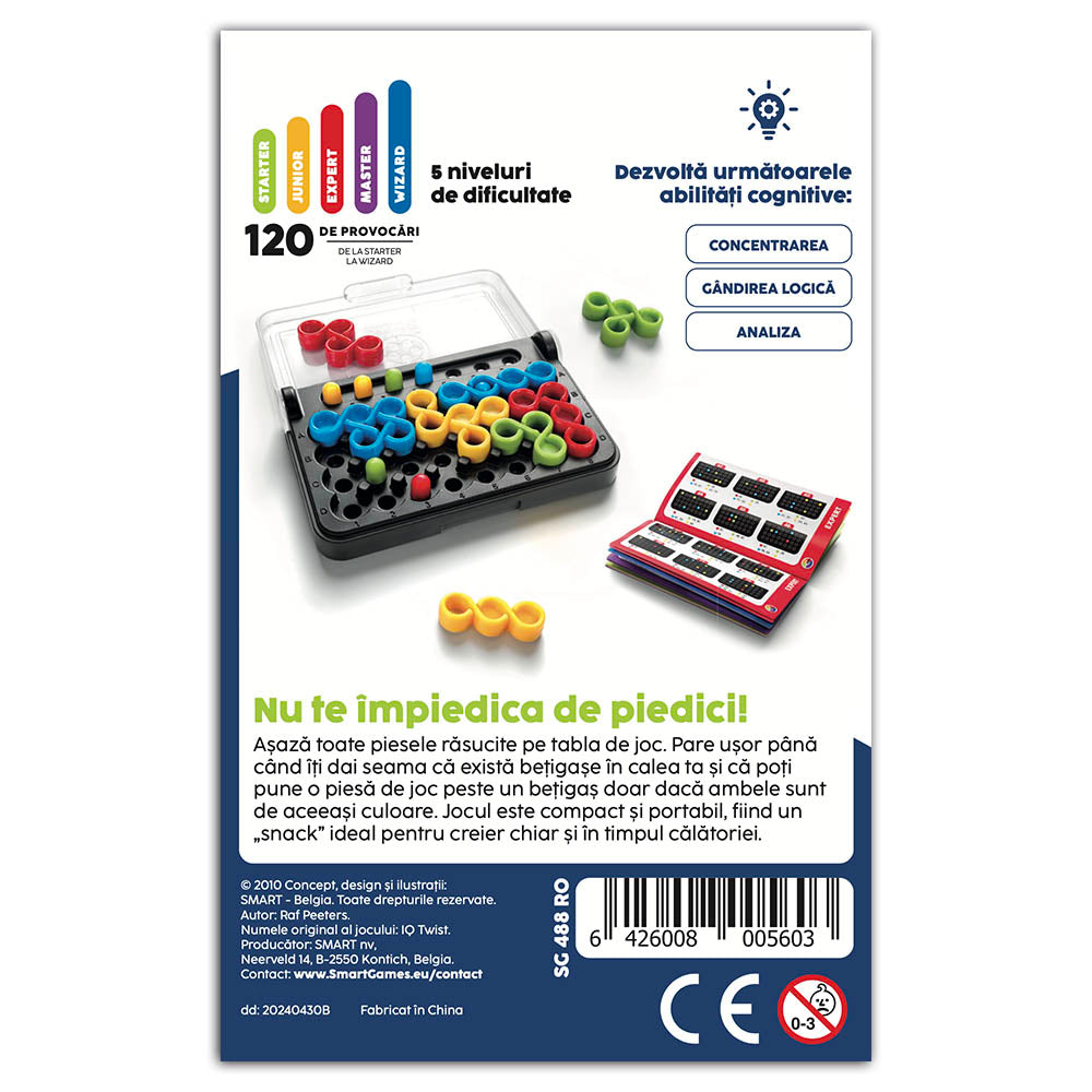 Smart Games - IQ Twist, logikai játék 120 kihívással, 6 év feletti, font kiadás. román