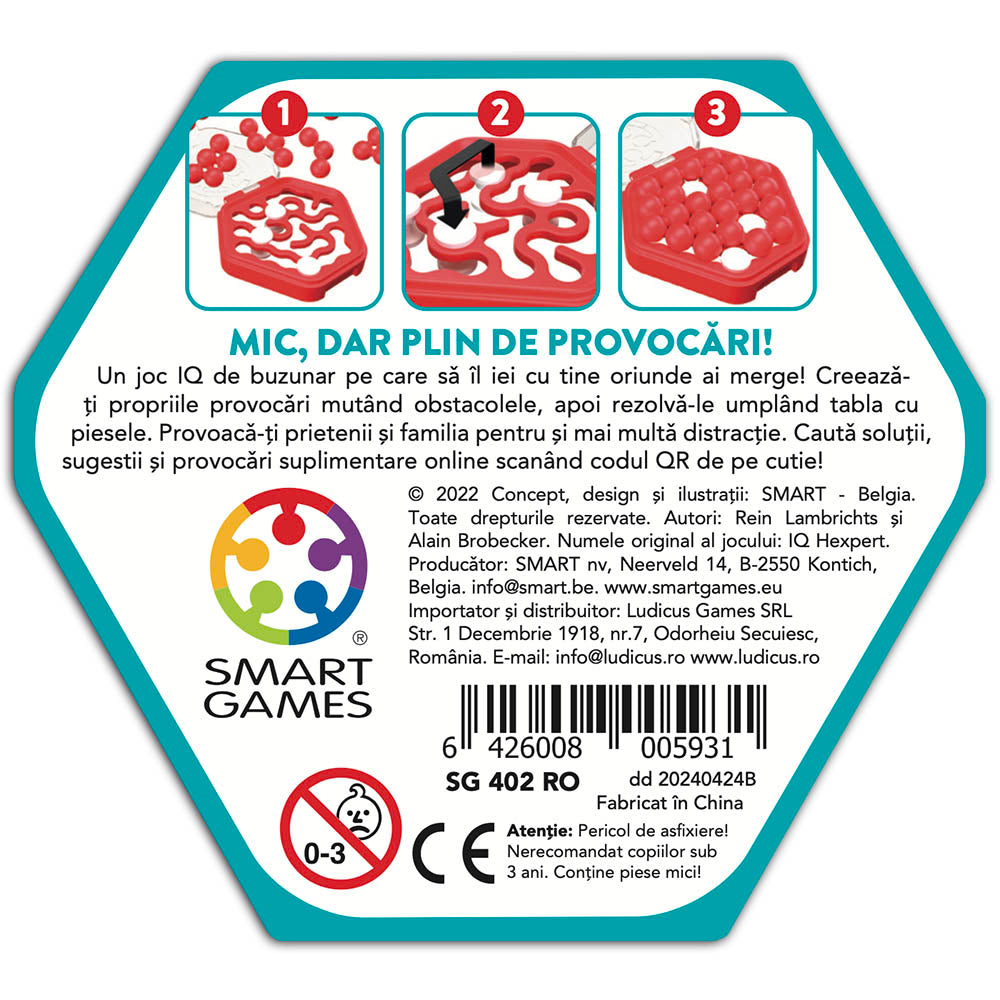 Smart Games - IQ Mini Heexpert, logikai játék, 7 év feletti, font kiadás. román