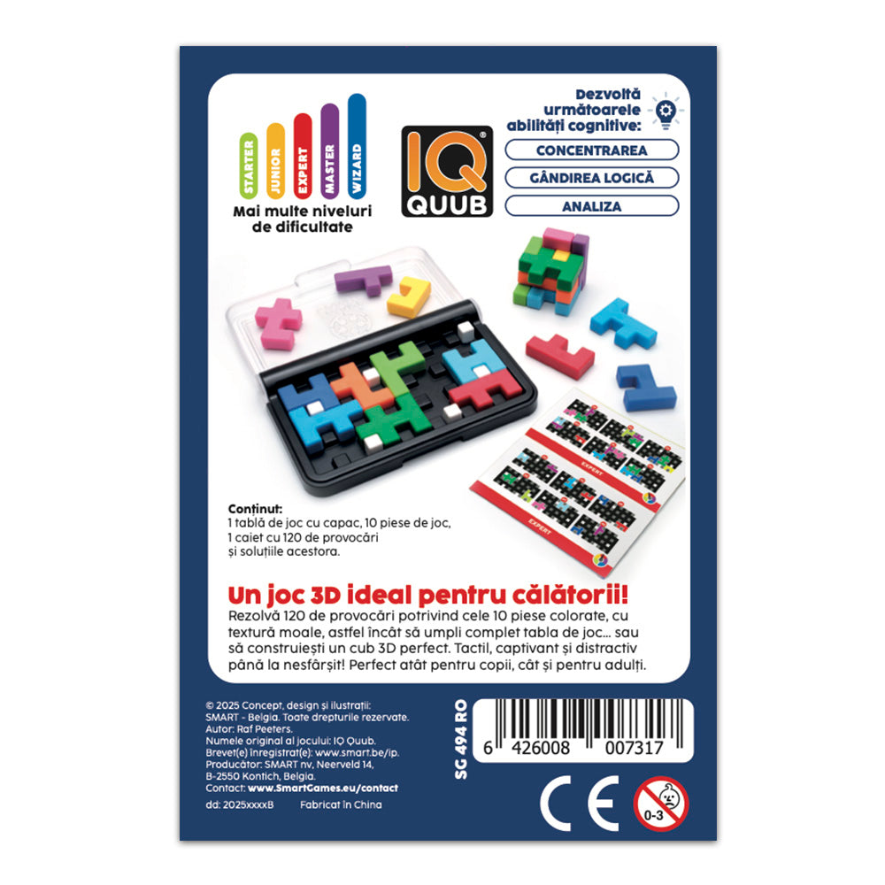 Smart Games - IQ Quub, joc de logica cu 120 de provocari, 6+ ani, editie lb. romana