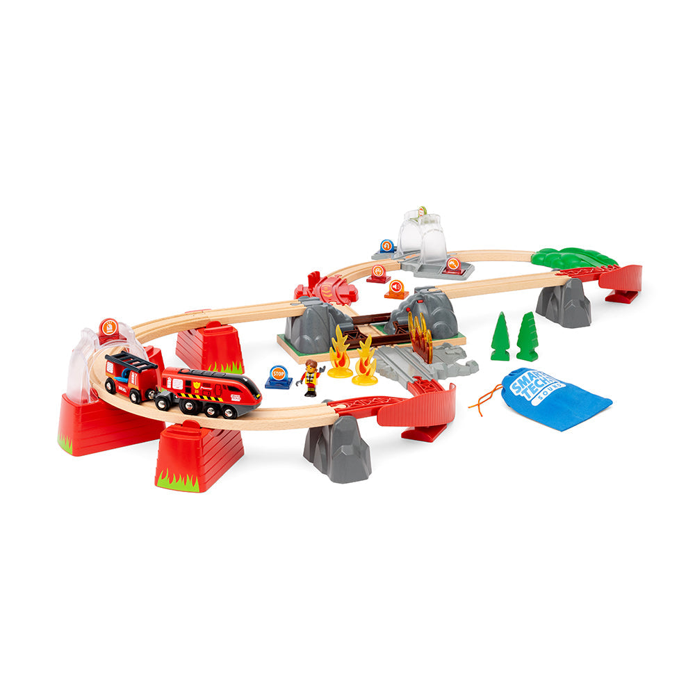 Set interactiv, trenulet pompieri, cu sunete BRIO, 3+ ani