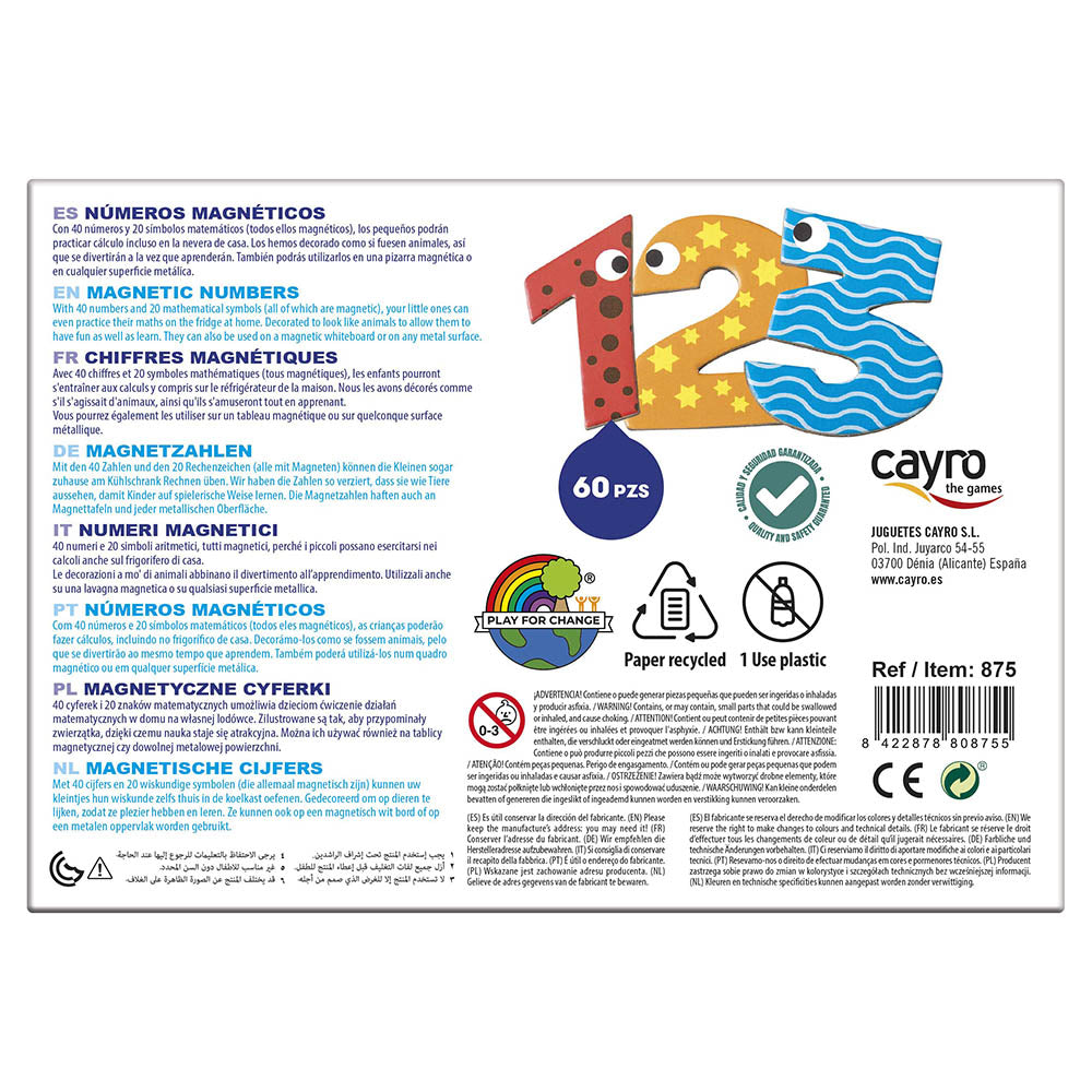 Set numere magnetice pentru copii, din lemn– 60 Piese – Cayro