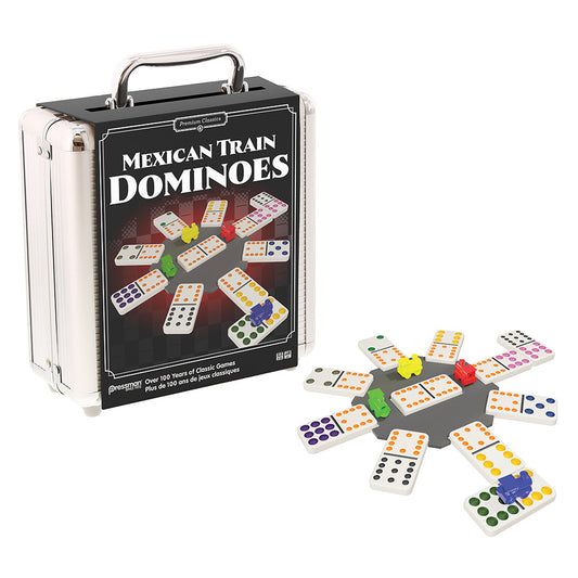 Premium Classics - Mexican Train Dominoes - Joc Domino Trenul Mexican , in cutie metalica
