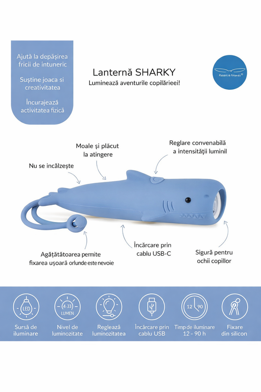 Lanternă pentru copii Rabbit & Friends SHARKY