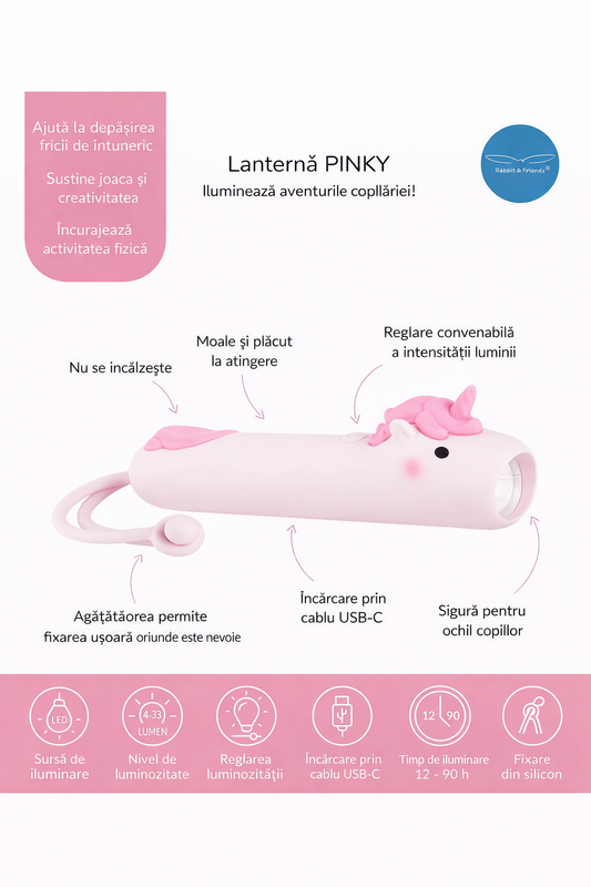 Lanternă pentru copii Rabbit & Friends PINKY