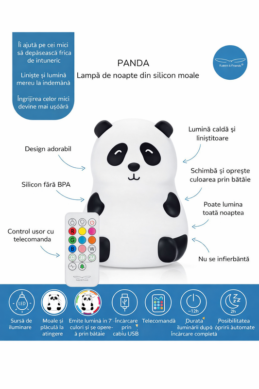 Lampă de noapte Panda Rabbit & Friends
