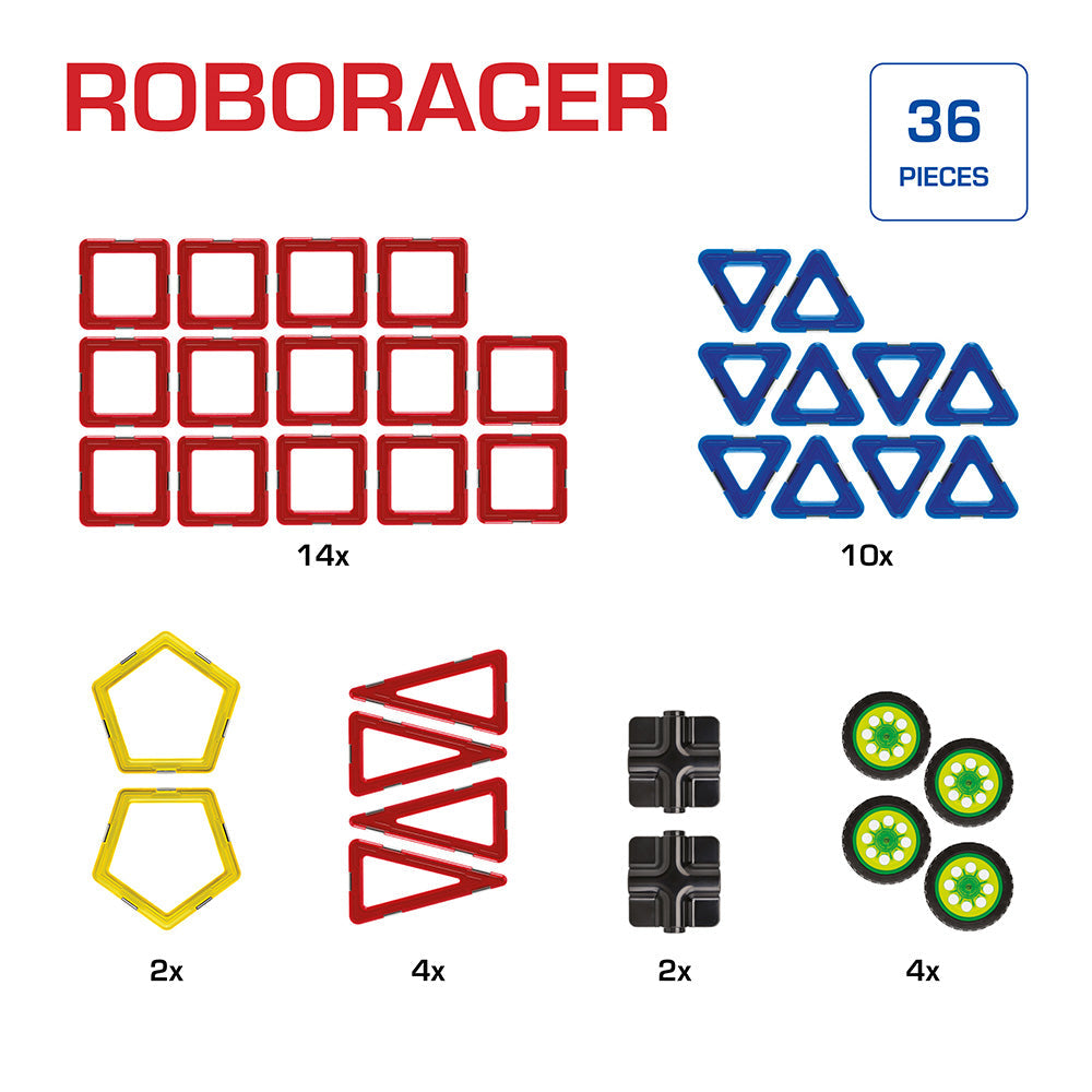 Mágneses Geo Okosjáték, Roboracer, Versenyautó, 36 db