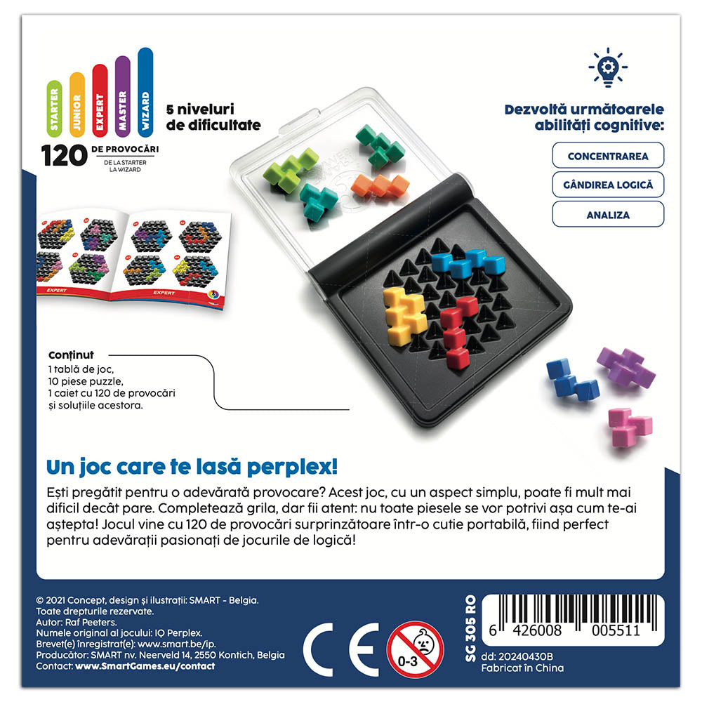 Smart Games - IQ Perplex, logikai játék 120 kihívással, 12 év feletti, font kiadás. román