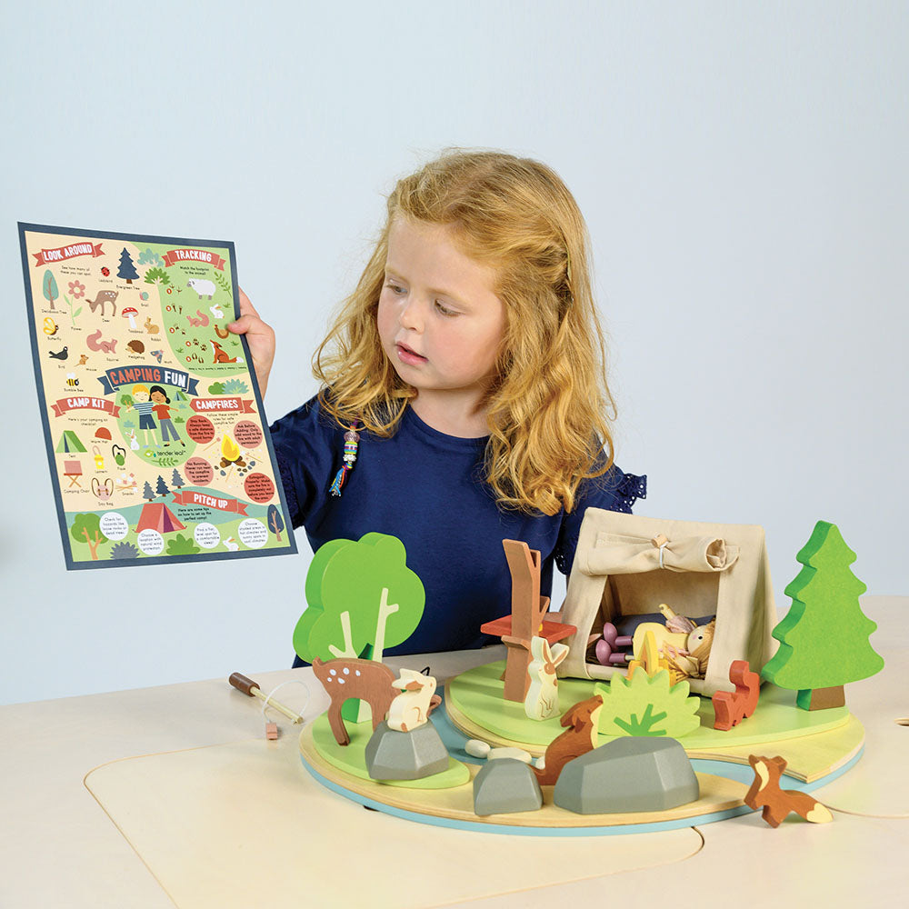 Set de joaca camping in natura, din lemn premium - Wildlife Camping Playset - TL8489