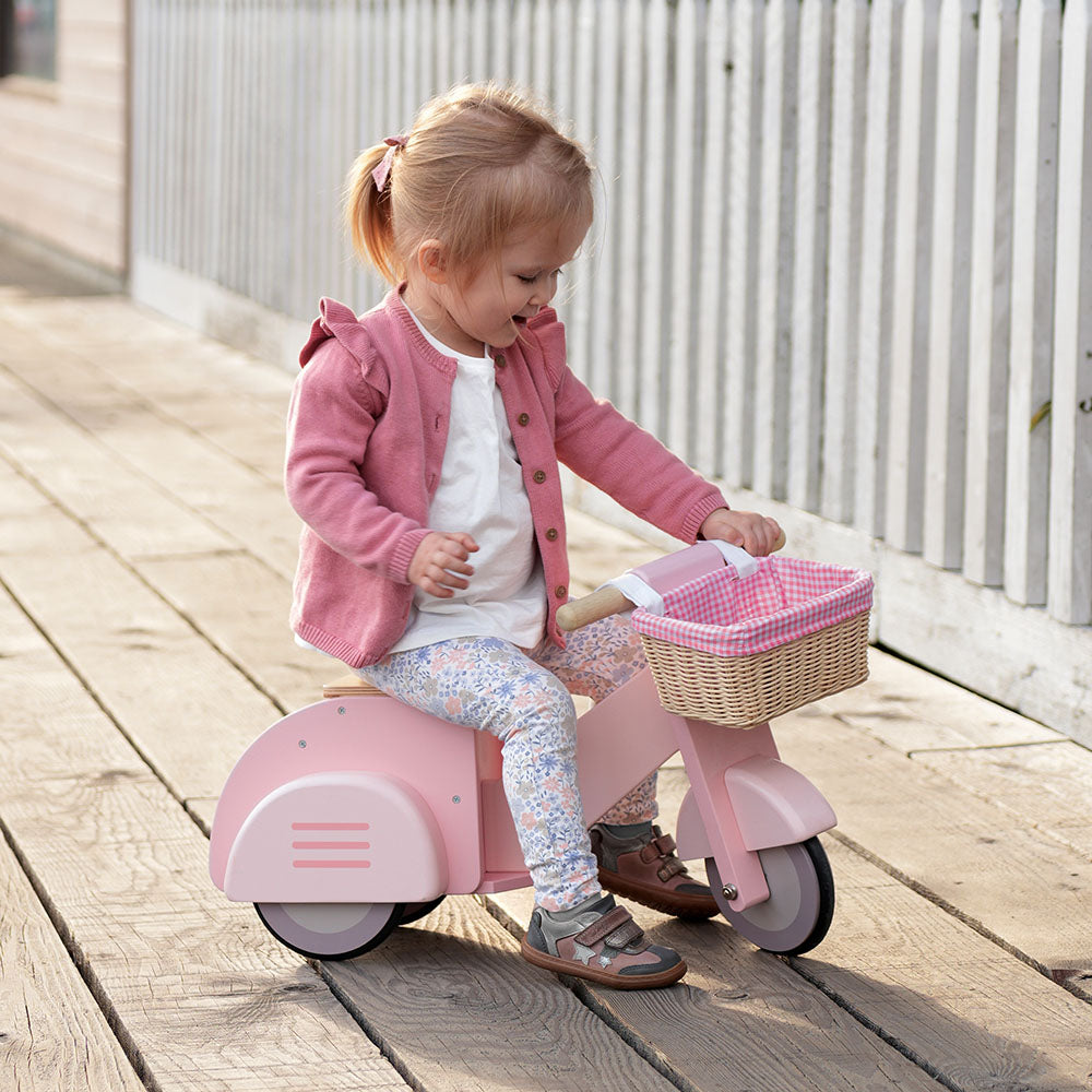 Scuter cu cos, din lemn premium - Scooter With Basket - TL8594