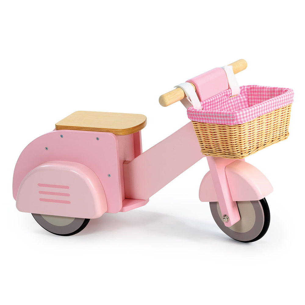 Scuter cu cos, din lemn premium - Scooter With Basket - TL8594