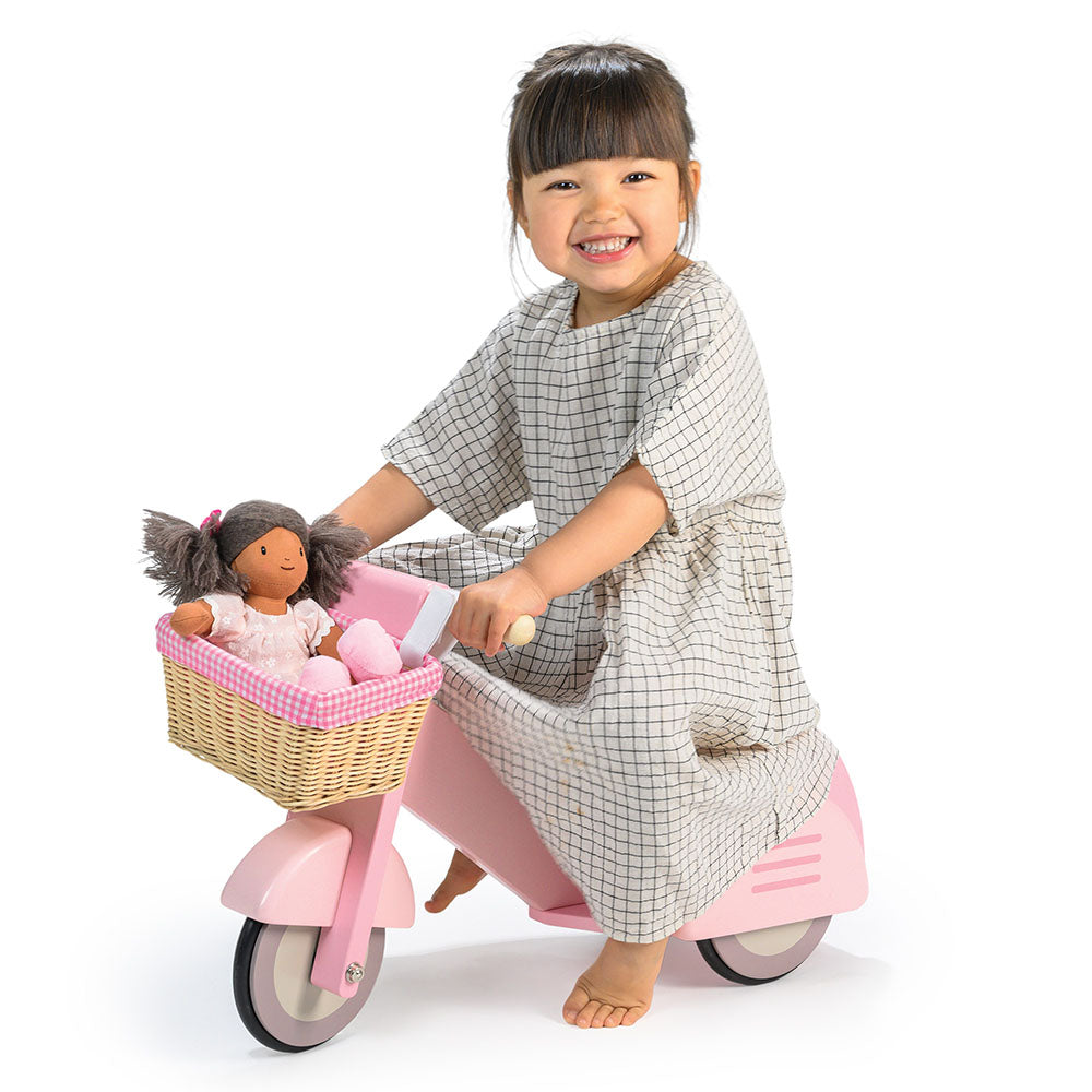 Scuter cu cos, din lemn premium - Scooter With Basket - TL8594