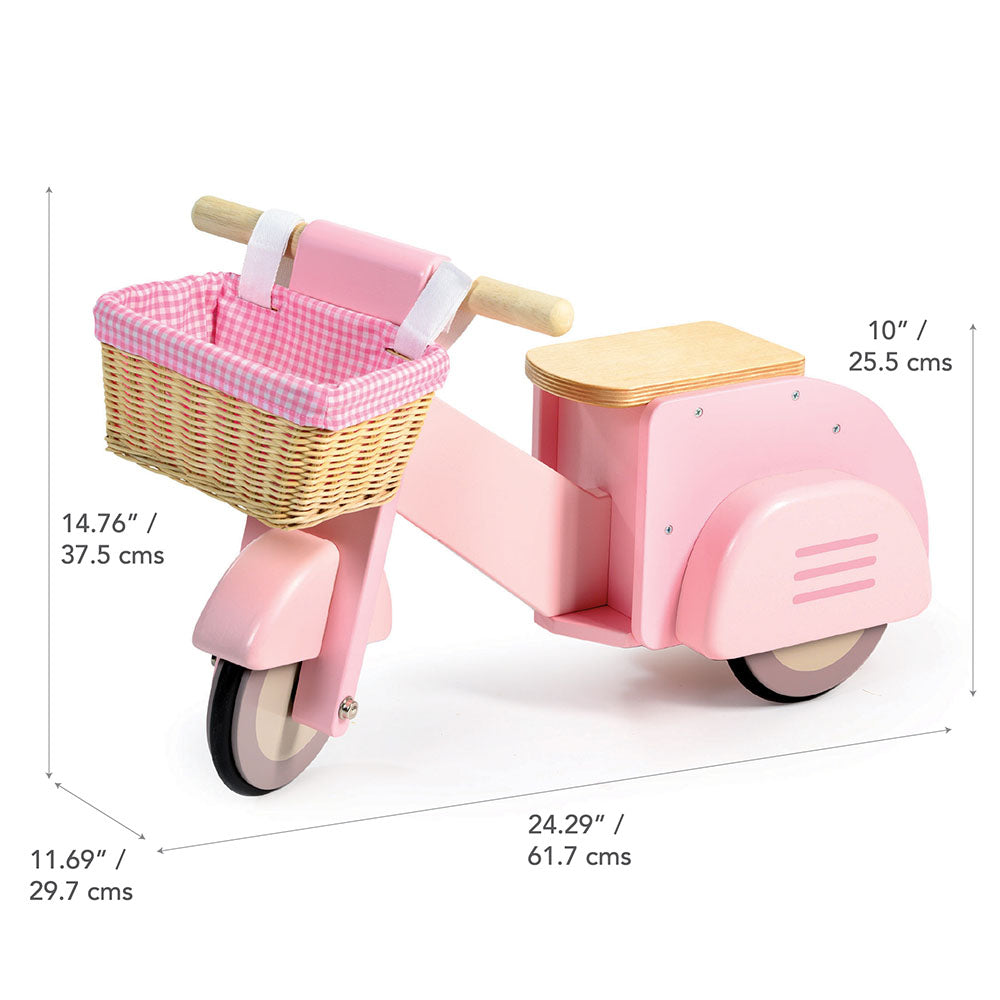 Scuter cu cos, din lemn premium - Scooter With Basket - TL8594