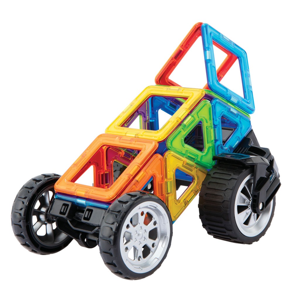 Joc magnetic de constructie Magformers Amazing Transform Wheels Set - Vehicule, 17 piese