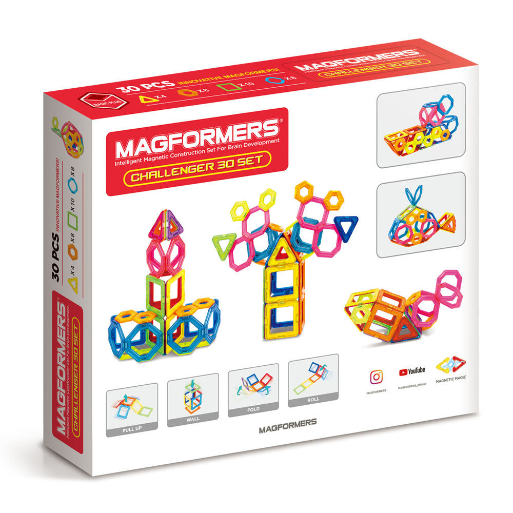 Joc magnetic de constructie Magformers Challenger Set - Extra Provocari, 30 piese