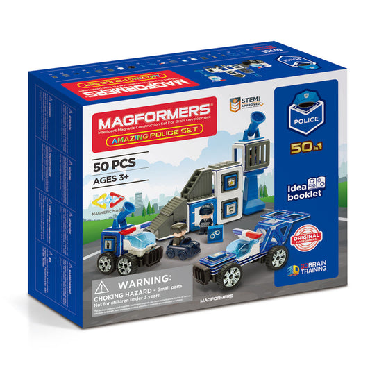 Joc magnetic de construcție Magformers Amazing Police Set - Sectia de Politie, 50 piese