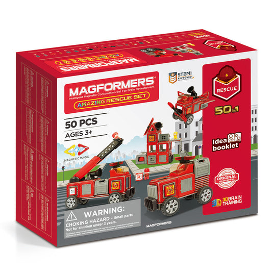 Magformers Amazing Rescue Set - Tűzoltóállomás mágneses építőkészlet, 50 db