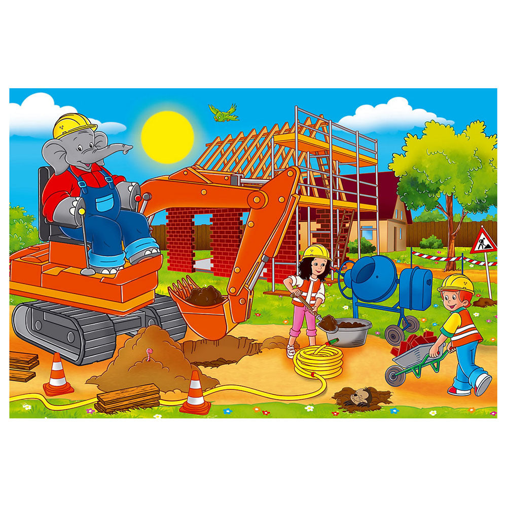 Imagine Puzzle Schmidt: Benjamin Blümchen - Elefantul Benjamin, Set de 2 x 26 piese si 2 x 48 piese + Bonus: cufar metalic
