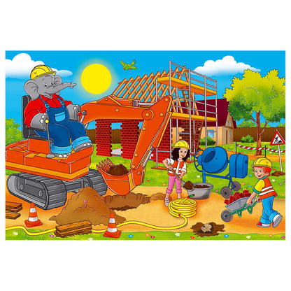 Imagine Puzzle Schmidt: Benjamin Blümchen - Elefantul Benjamin, Set de 2 x 26 piese si 2 x 48 piese + Bonus: cufar metalic