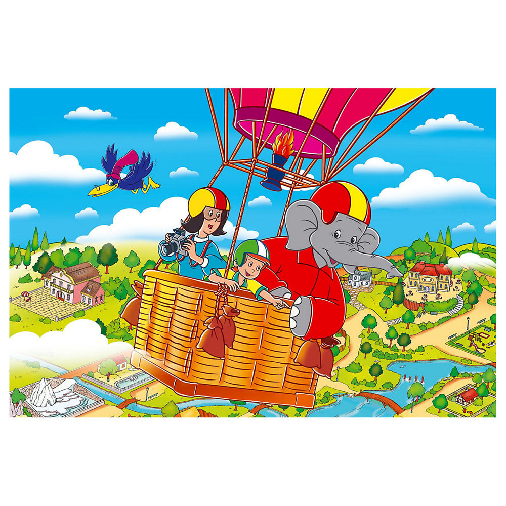 Imagine Puzzle Schmidt: Benjamin Blümchen - Elefantul Benjamin, Set de 2 x 26 piese si 2 x 48 piese + Bonus: cufar metalic