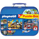 Imagine Puzzle Schmidt: Playmobil - Playmobil box, Set de 2 x 60 piese si 2 x 100 piese + Bonus: cufar metalic