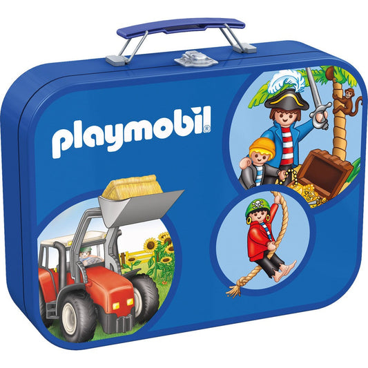 Imagine Puzzle Schmidt: Playmobil - Playmobil box, Set de 2 x 60 piese si 2 x 100 piese + Bonus: cufar metalic