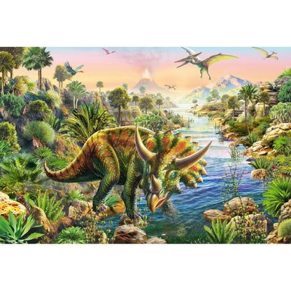Imagine Puzzle Schmidt: Aventurile dinozaurilor, Set de 3 x 48 piese + Cadou: poster
