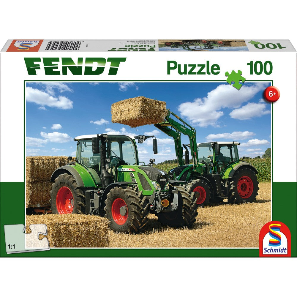 Imagine Puzzle Schmidt: Fendt - Fendt 724 Vario, Fendt 716 Vario Stivuitor Frontal Fendt Cargo, 100 piese