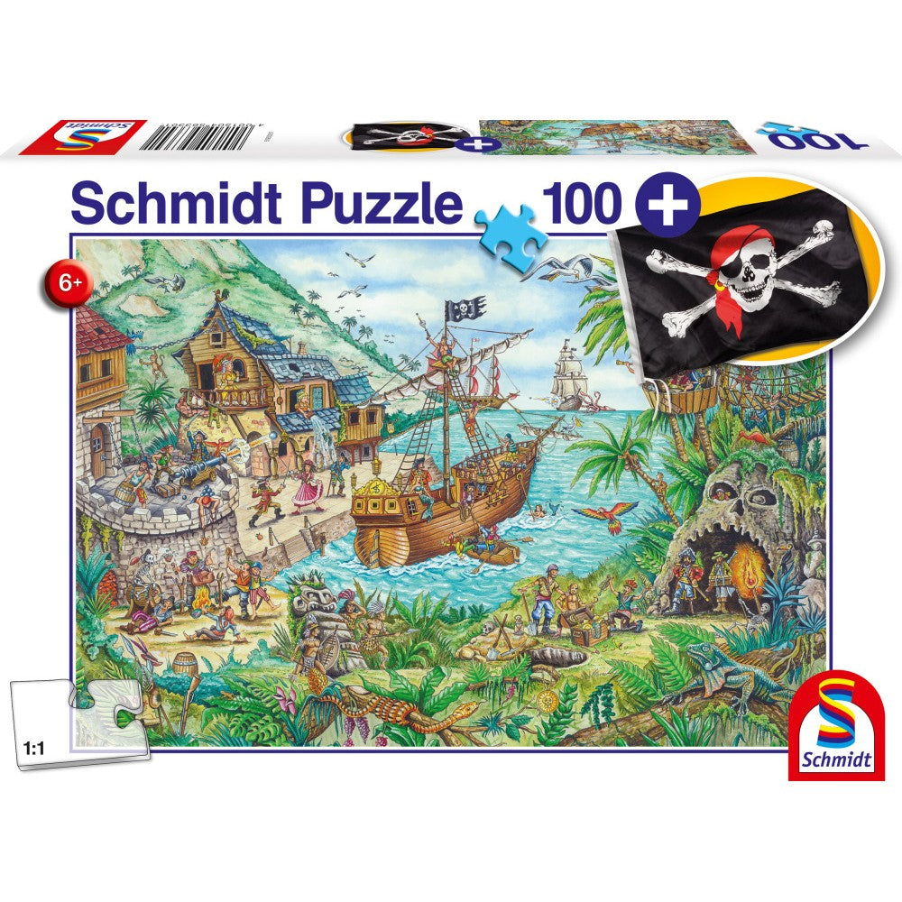 Imagine Puzzle Schmidt: Insula piratilor, 100 piese + Cadou: steag pirat