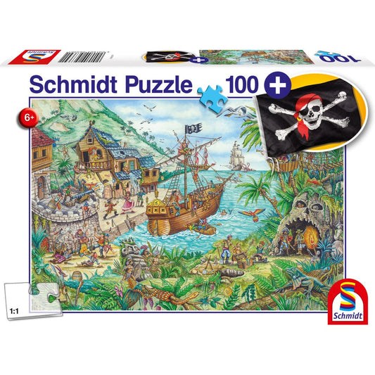 Imagine Puzzle Schmidt: Insula piratilor, 100 piese + Cadou: steag pirat