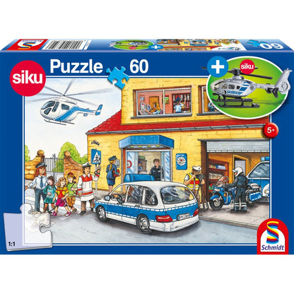Imagine Puzzle Schmidt: Elicopter de politie, 60 piese + Cadou: macheta Siku
