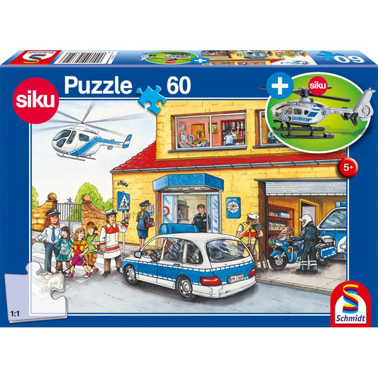Imagine Puzzle Schmidt: Elicopter de politie, 60 piese + Cadou: macheta Siku