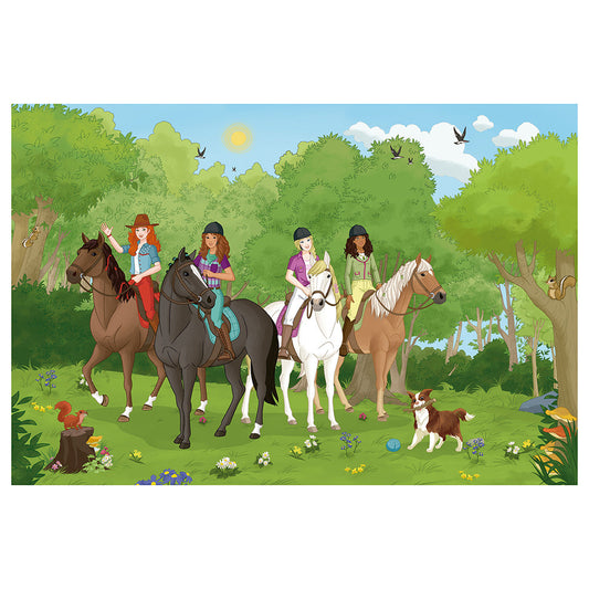 Puzzle Schmidt: Excursie la tara, 150 piese + Cadou: figurina cal