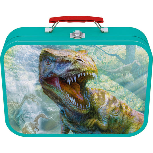 Imagine Puzzle Schmidt: Dinozauri,  Set de 2 x 60 piese si 2 x 100 piese + Bonus: cufar metalic