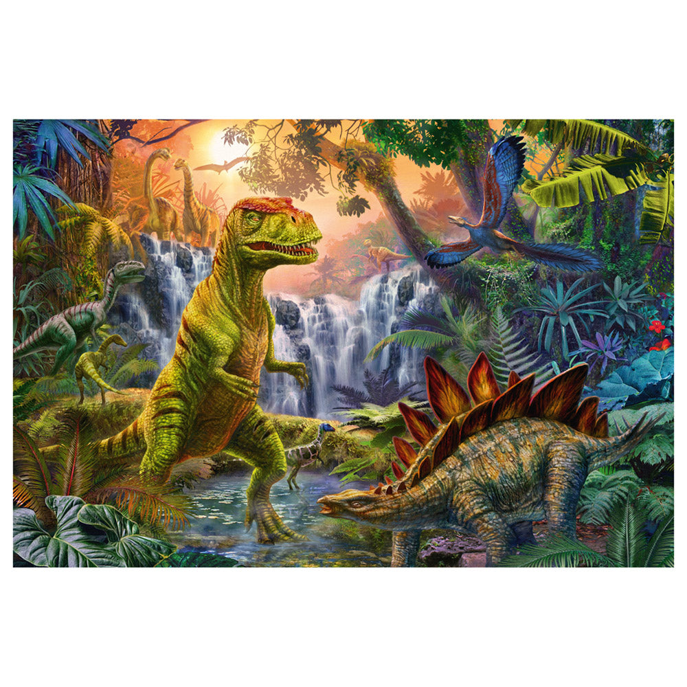 Imagine Puzzle Schmidt: Dinozauri, Set de 2 x 60 piese si 2 x 100 piese + Bonus: cufar metalic
