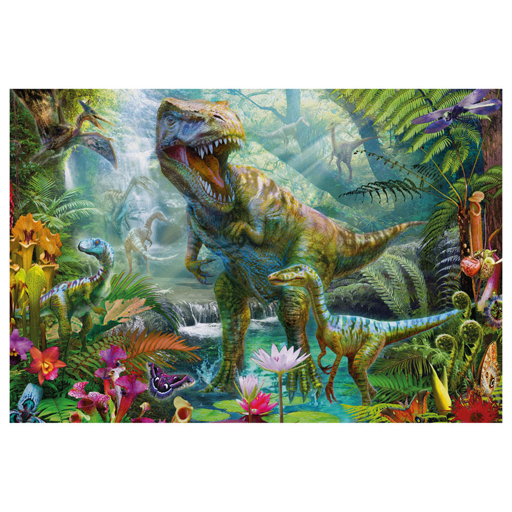 Imagine Puzzle Schmidt: Dinozauri, Set de 2 x 60 piese si 2 x 100 piese + Bonus: cufar metalic