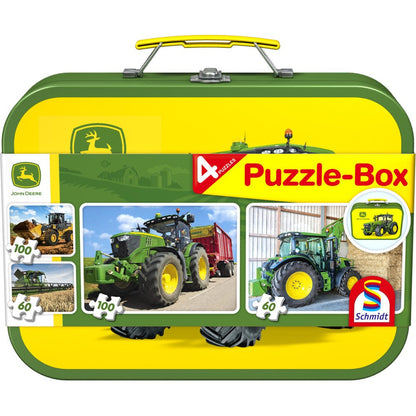 Imagine Puzzle Schmidt: John Deere - John Deere,  Set de 2 x 60 piese si 2 x 100 piese + Bonus: cufar metalic
