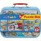 Imagine Puzzle Schmidt: Mijloace de transport, Set de 2 x 26 piese si 2 x 48 piese + Bonus: cufar metalic