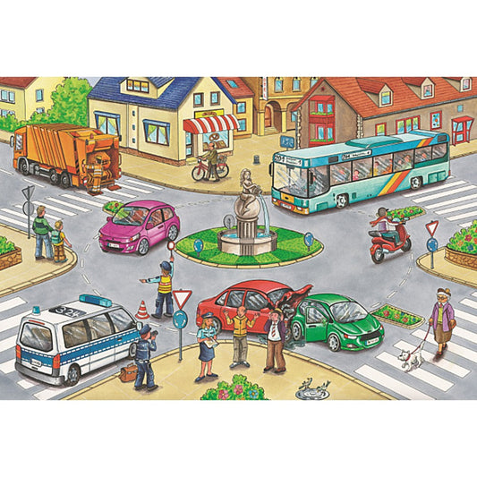 Imagine Puzzle Schmidt: Mijloace de transport, Set de 2 x 26 piese si 2 x 48 piese + Bonus: cufar metalic