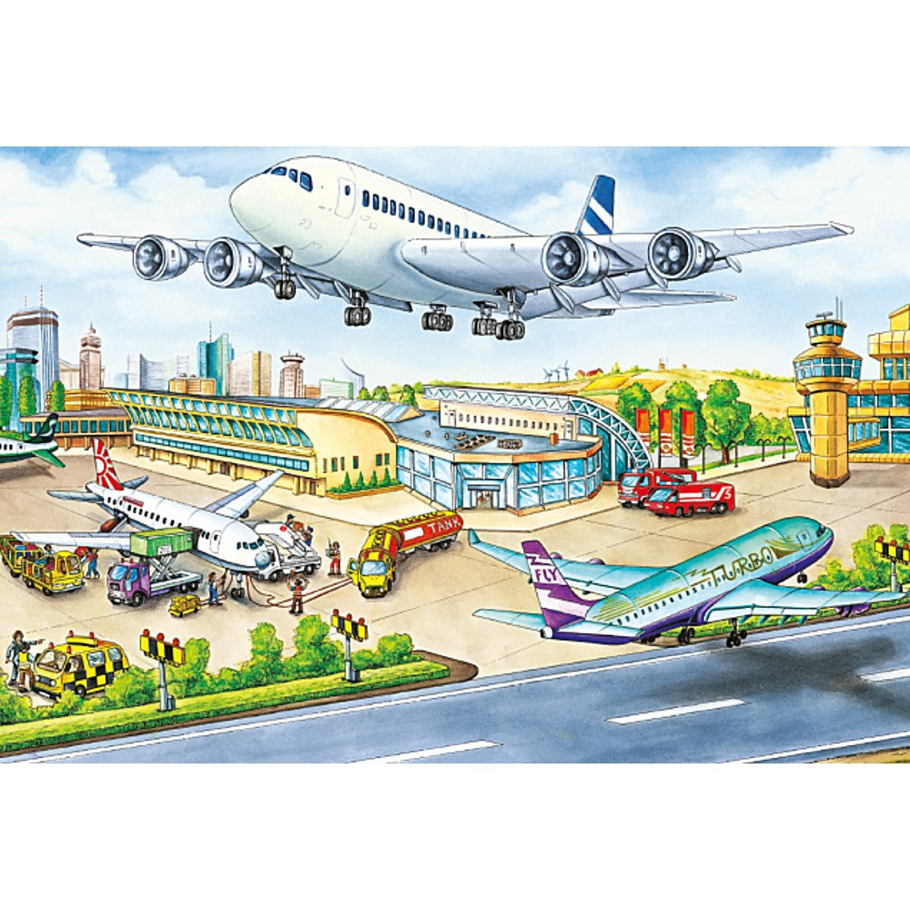 Imagine Puzzle Schmidt: Mijloace de transport, Set de 2 x 26 piese si 2 x 48 piese + Bonus: cufar metalic