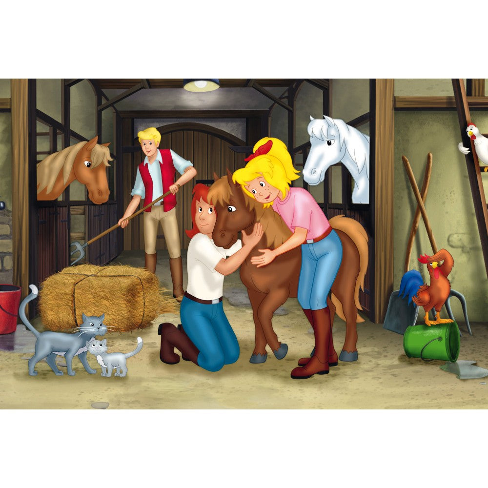 Imagine Puzzle Schmidt: Bibi & Tina - Bibi & Tina, Set de 2 x 100 piese si 2 x 150 piese + Bonus: cufar metalic