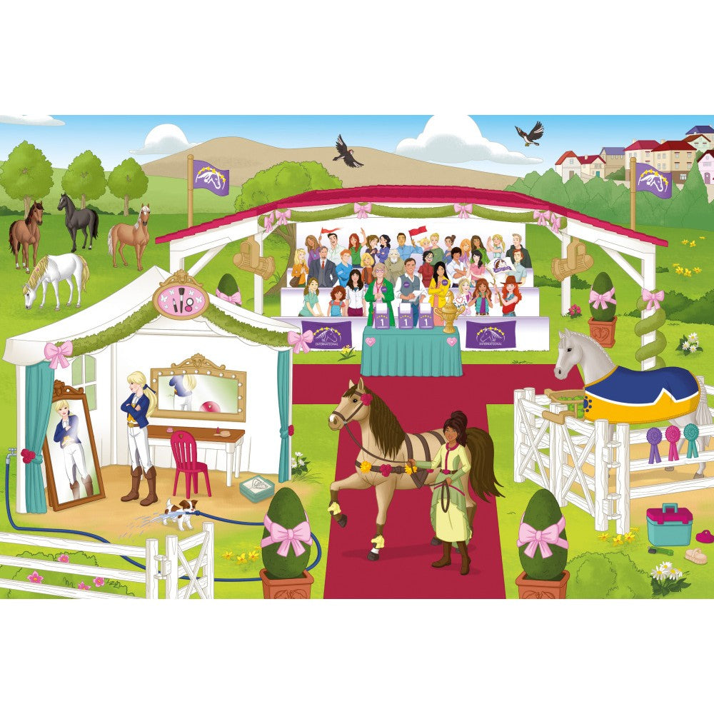 Imagine Puzzle Schmidt: Schleich - Horse Club, Set de 2 x 60 piese si 2 x 100 piese + Bonus: cufar metalic